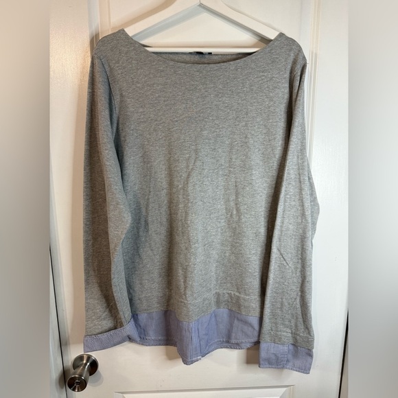 J. Crew Mercantile Women’s Boatneck Long Sleeve Tee with Woven Cuffs - Size XL - Picture 1 of 6